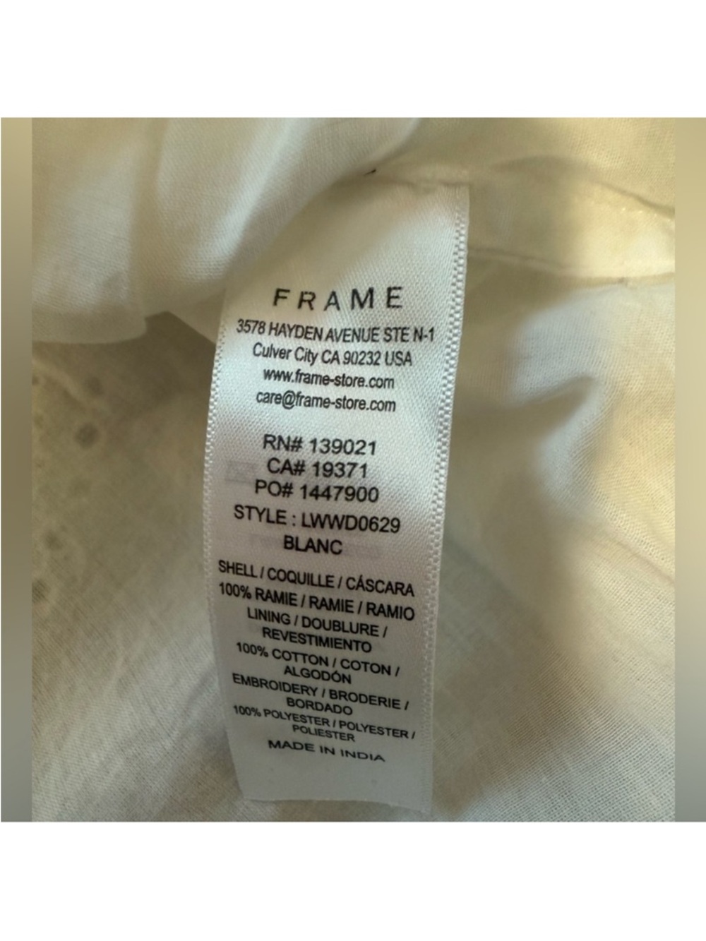FRAME Denim White Eyelet Puff Sleeve Mini Dress Large $465 - Picture 5 of 6